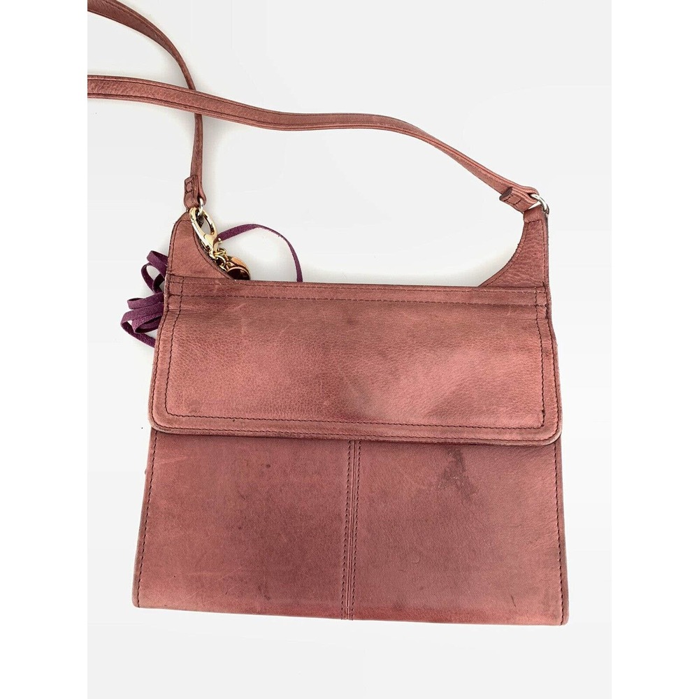 Vintage Fossil Crossbody Purse Leather Saddle Bag Wallet Organizer Purple Purse - Picture 3 of 8